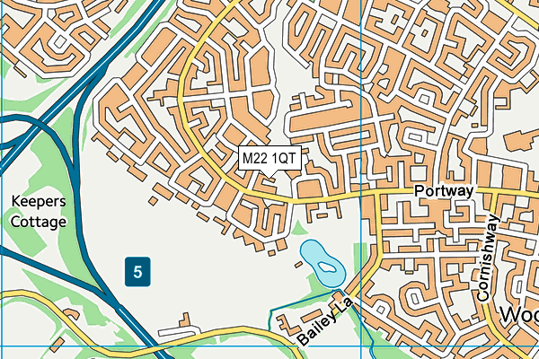 M22 1QT map - OS VectorMap District (Ordnance Survey)