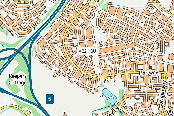 M22 1QU map - OS VectorMap District (Ordnance Survey)