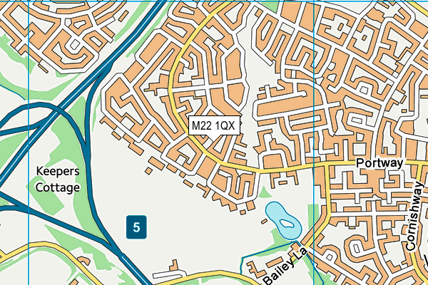 M22 1QX map - OS VectorMap District (Ordnance Survey)