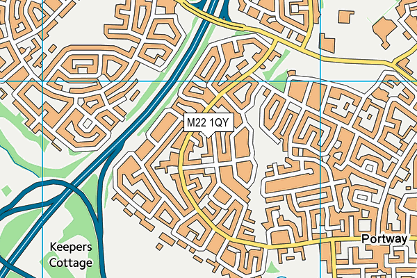 M22 1QY map - OS VectorMap District (Ordnance Survey)