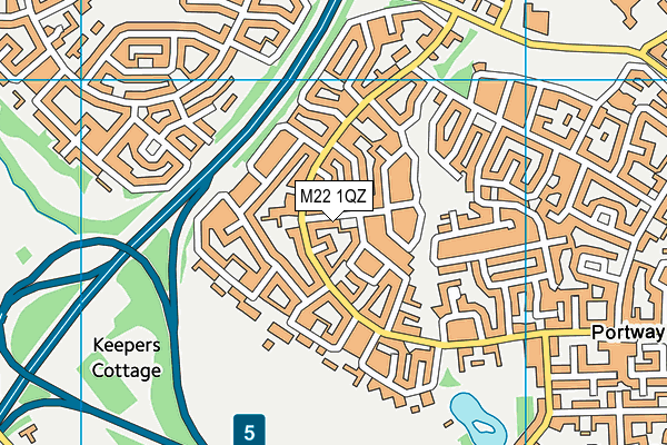 M22 1QZ map - OS VectorMap District (Ordnance Survey)