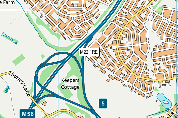 M22 1RE map - OS VectorMap District (Ordnance Survey)