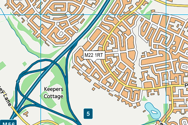 M22 1RT map - OS VectorMap District (Ordnance Survey)