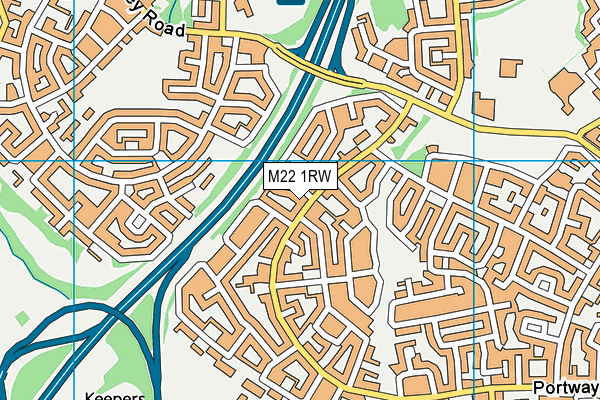 M22 1RW map - OS VectorMap District (Ordnance Survey)