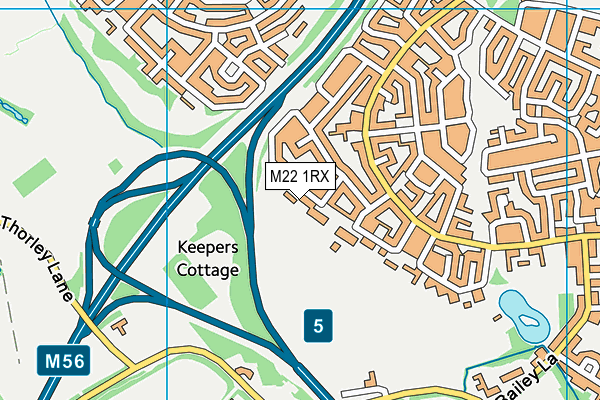 M22 1RX map - OS VectorMap District (Ordnance Survey)
