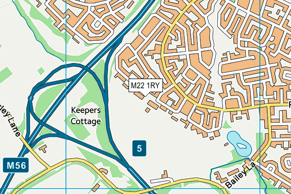 M22 1RY map - OS VectorMap District (Ordnance Survey)