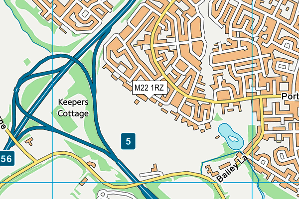 M22 1RZ map - OS VectorMap District (Ordnance Survey)