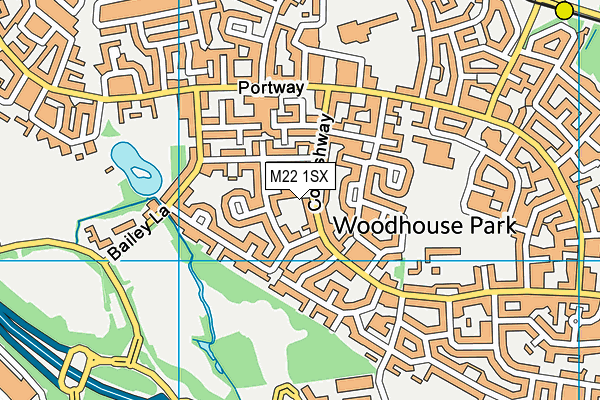 M22 1SX map - OS VectorMap District (Ordnance Survey)