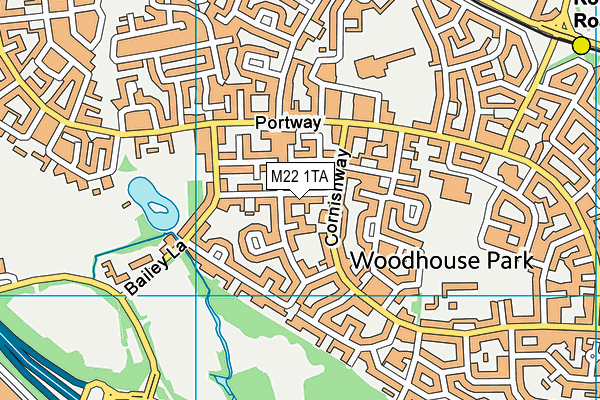 M22 1TA map - OS VectorMap District (Ordnance Survey)