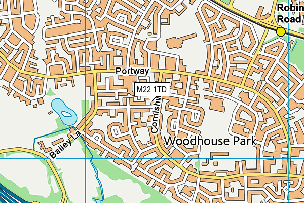 M22 1TD map - OS VectorMap District (Ordnance Survey)