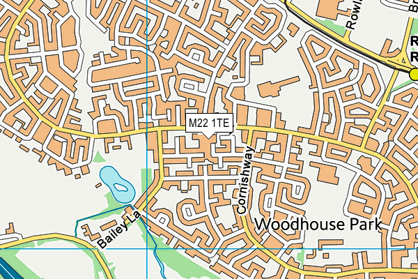 M22 1TE map - OS VectorMap District (Ordnance Survey)