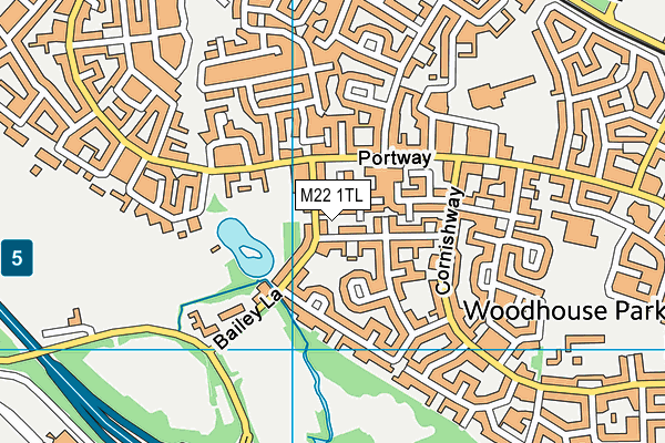 M22 1TL map - OS VectorMap District (Ordnance Survey)