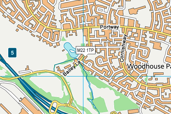 M22 1TP map - OS VectorMap District (Ordnance Survey)