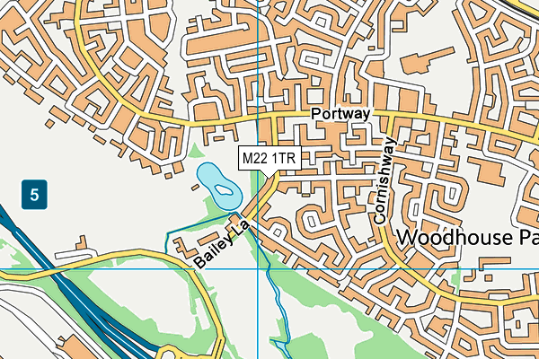 M22 1TR map - OS VectorMap District (Ordnance Survey)