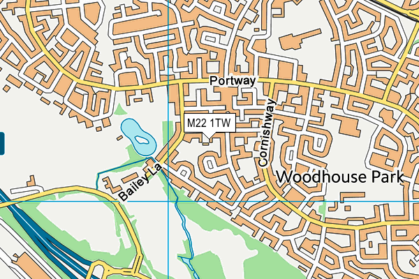 M22 1TW map - OS VectorMap District (Ordnance Survey)