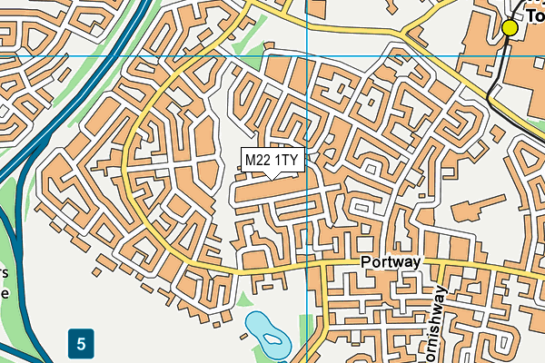 M22 1TY map - OS VectorMap District (Ordnance Survey)