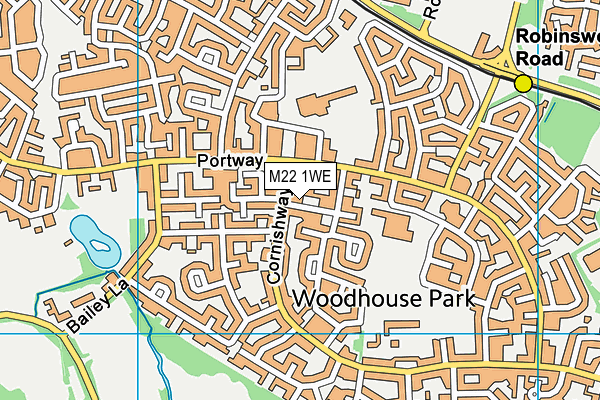 M22 1WE map - OS VectorMap District (Ordnance Survey)
