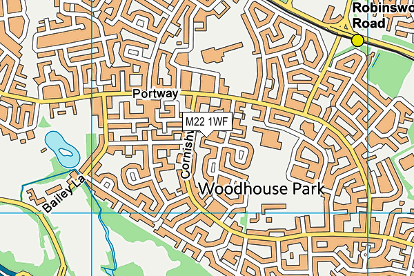 M22 1WF map - OS VectorMap District (Ordnance Survey)