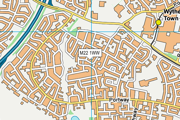 M22 1WW map - OS VectorMap District (Ordnance Survey)