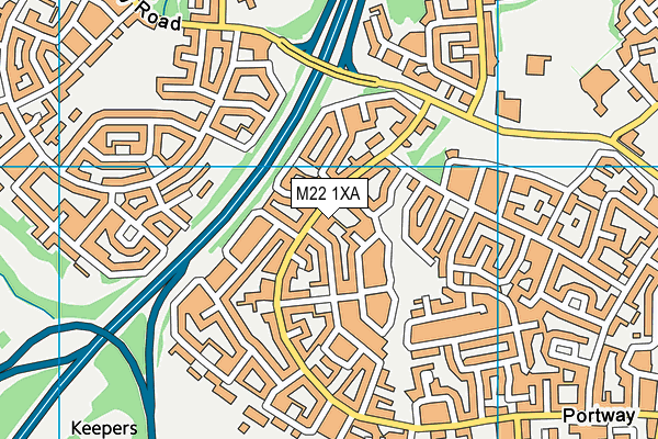 M22 1XA map - OS VectorMap District (Ordnance Survey)