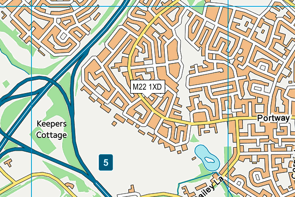 M22 1XD map - OS VectorMap District (Ordnance Survey)