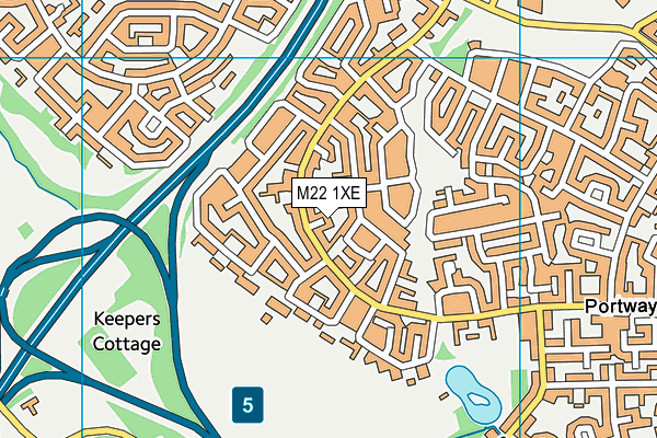 M22 1XE map - OS VectorMap District (Ordnance Survey)