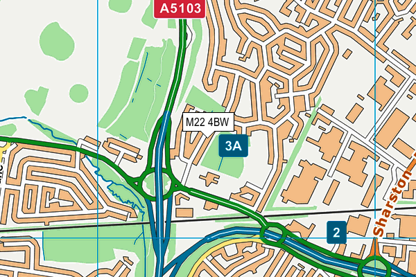 M22 4BW map - OS VectorMap District (Ordnance Survey)