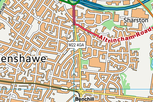 M22 4GA map - OS VectorMap District (Ordnance Survey)