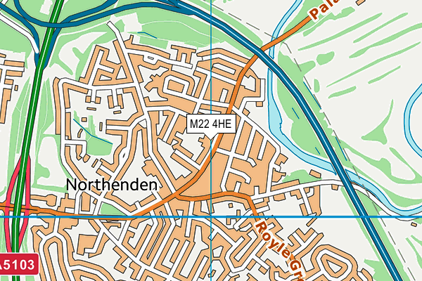 M22 4HE map - OS VectorMap District (Ordnance Survey)