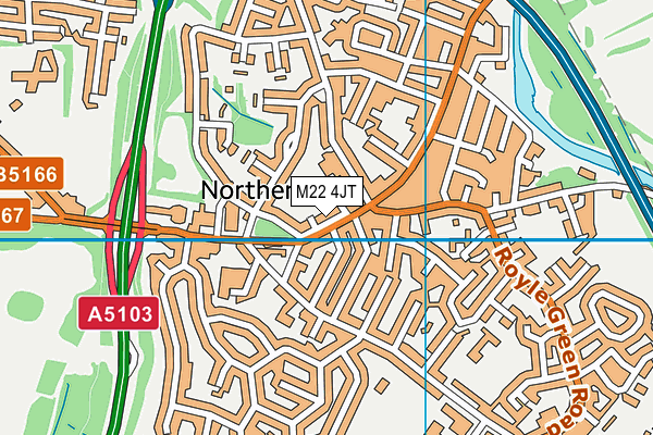 Northenden Social Club map (M22 4JT) - OS VectorMap District (Ordnance Survey)