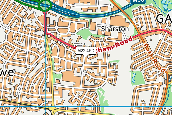 M22 4PD map - OS VectorMap District (Ordnance Survey)