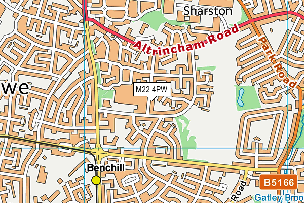 M22 4PW map - OS VectorMap District (Ordnance Survey)