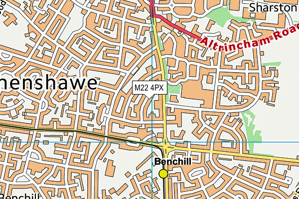 M22 4PX map - OS VectorMap District (Ordnance Survey)