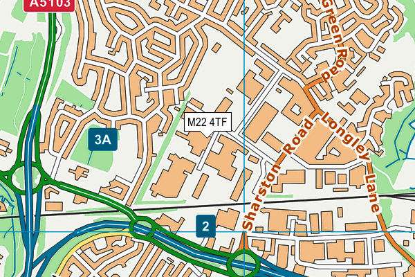 M22 4TF map - OS VectorMap District (Ordnance Survey)