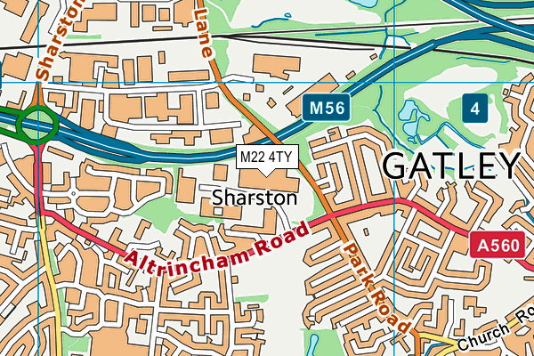 M22 4TY map - OS VectorMap District (Ordnance Survey)