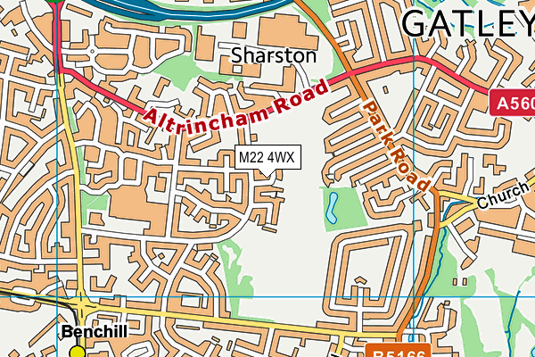 M22 4WX map - OS VectorMap District (Ordnance Survey)