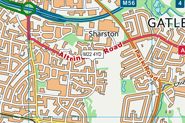 M22 4YD map - OS VectorMap District (Ordnance Survey)