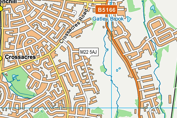 M22 5AJ map - OS VectorMap District (Ordnance Survey)