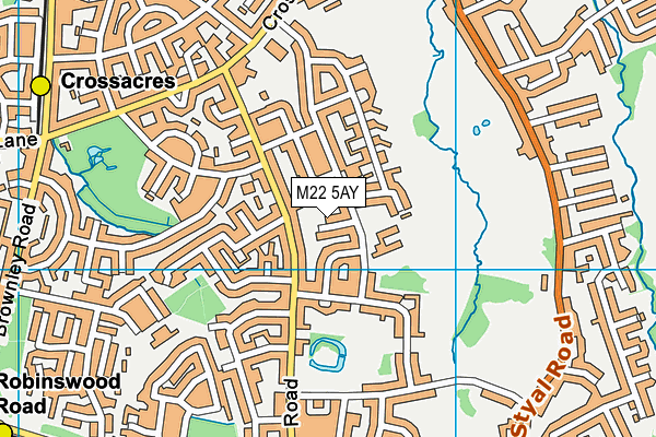 M22 5AY map - OS VectorMap District (Ordnance Survey)