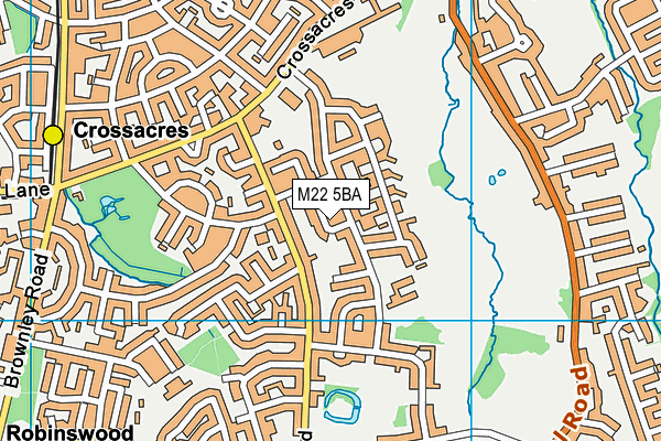 M22 5BA map - OS VectorMap District (Ordnance Survey)