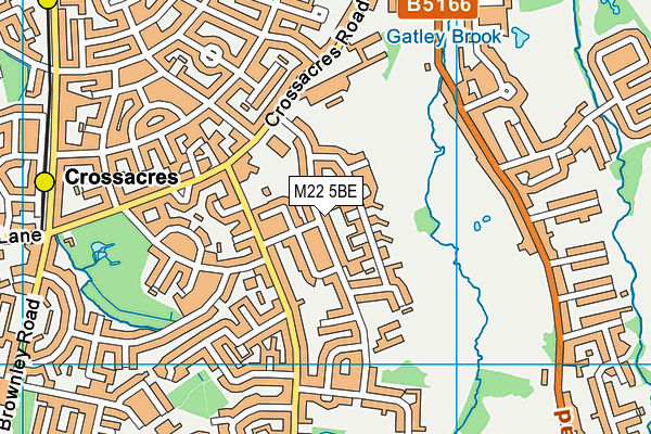 M22 5BE map - OS VectorMap District (Ordnance Survey)