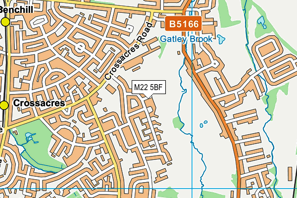 M22 5BF map - OS VectorMap District (Ordnance Survey)