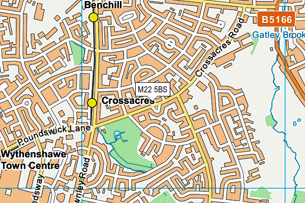 M22 5BS map - OS VectorMap District (Ordnance Survey)