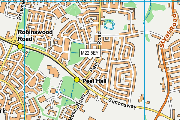 M22 5EY map - OS VectorMap District (Ordnance Survey)