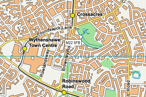 M22 5FB map - OS VectorMap District (Ordnance Survey)