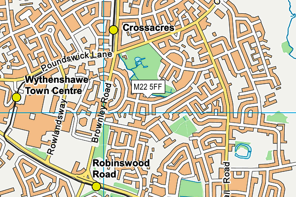 M22 5FF map - OS VectorMap District (Ordnance Survey)