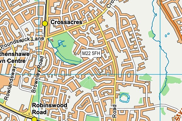 M22 5FH map - OS VectorMap District (Ordnance Survey)