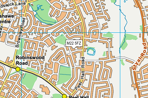 M22 5FZ map - OS VectorMap District (Ordnance Survey)