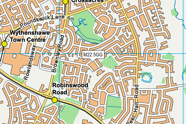 M22 5GG map - OS VectorMap District (Ordnance Survey)