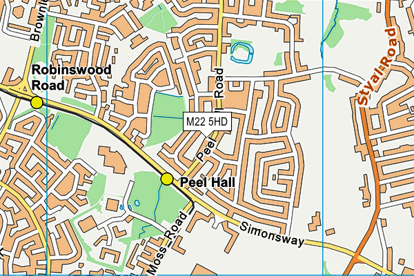 M22 5HD map - OS VectorMap District (Ordnance Survey)